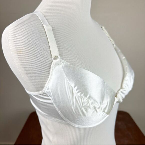 Victorias Secret Vintage 90s White Push Up Second Skin Satin Bra 34C - Picture 2 of 10